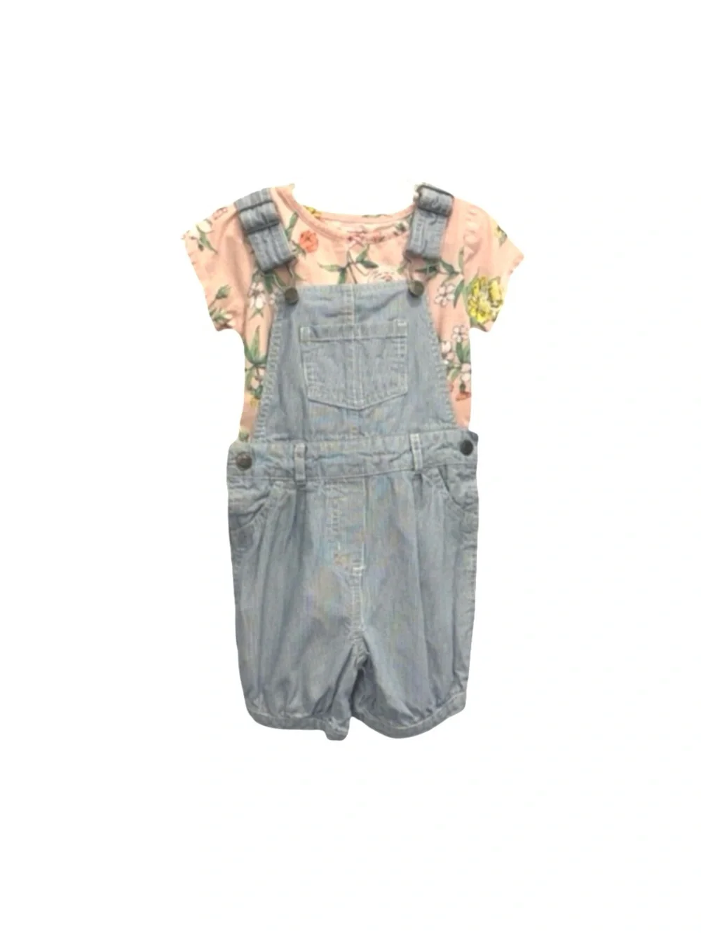 Carters Denim Overalls and Flower Shirt